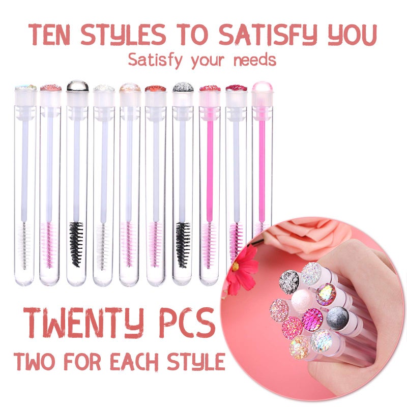 Dming 20 Pieces Eyelashes Brush Container Disposable Mascara Bruush Wand Case Lash Spoolies Tube Spoolie Holder Makeup Brush for Eyelash Extension Mix - Image 2